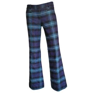 Rare LL Signature Bean Vintage Green / Blue Plaid Wool Pants / Trousers Sz 2